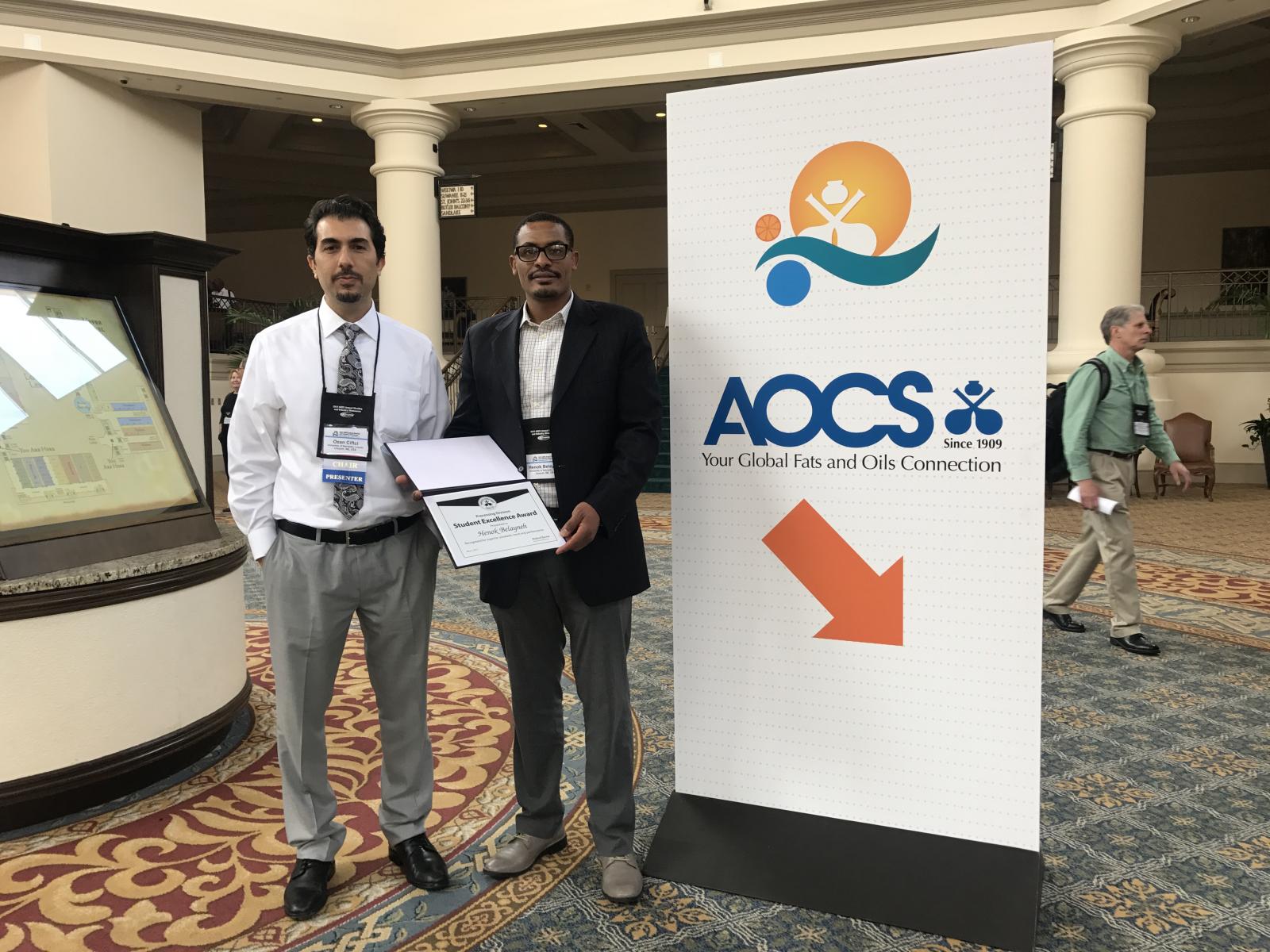  Dr. Ciftci and Henok at the 108th AOCS Annual Meeting and Expo in Orlando, FL.