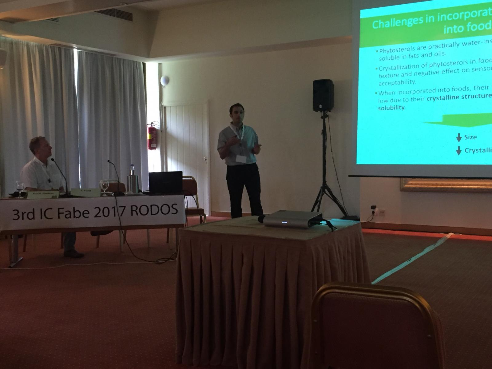 Ali presenting his project at the 3rd International Conference on Food and Biosystems Engineering (FABE2017) at Rhodes Island, Greece.