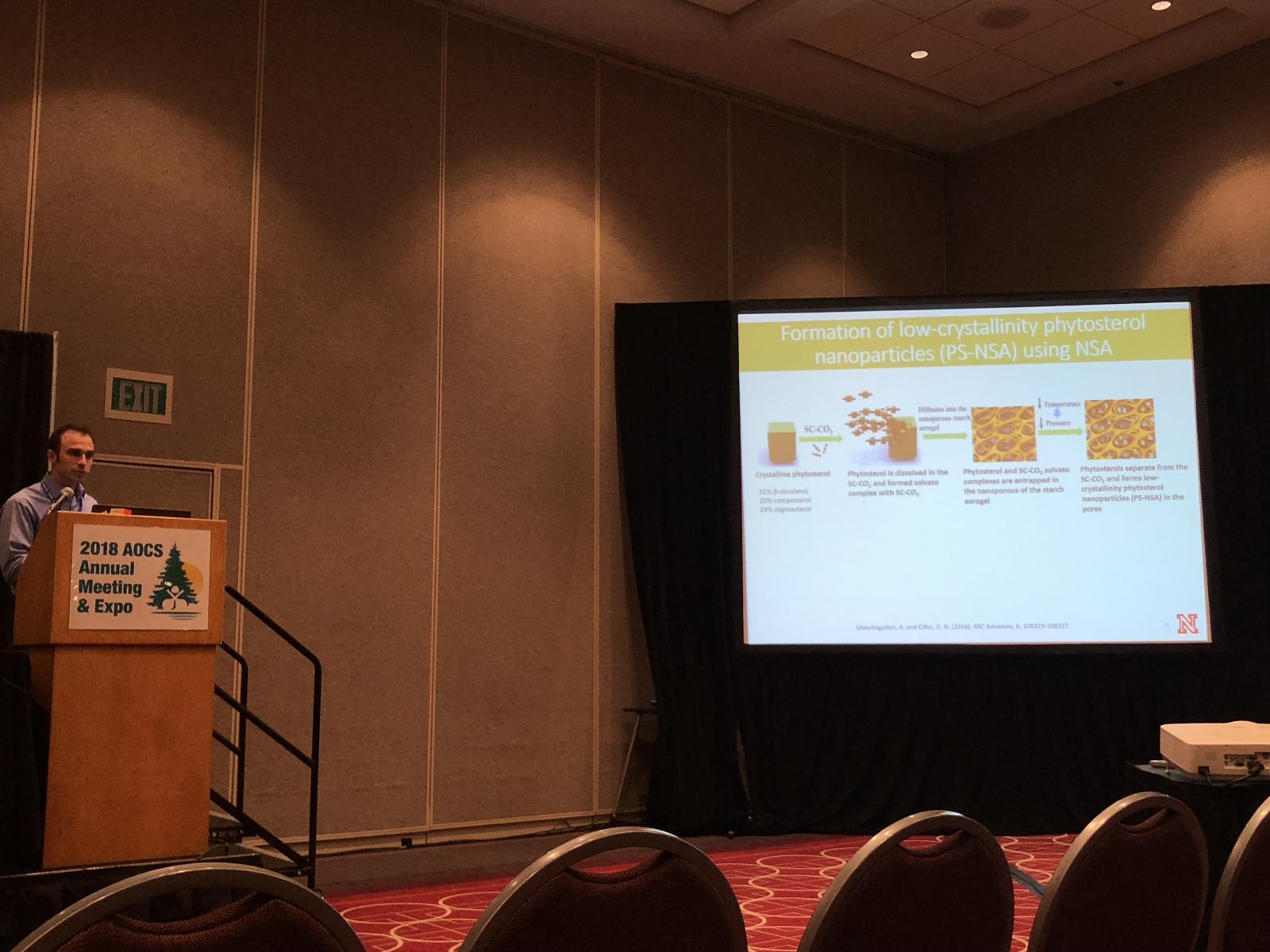Ali presenting his project at the AOCS Annual Meeting and Expo in Minneapolis, MN