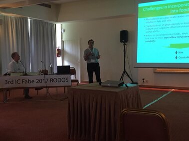 Ali presenting his project at the 3rd International Conference on Food and Biosystems Engineering (FABE2017) at Rhodes Island, Greece.