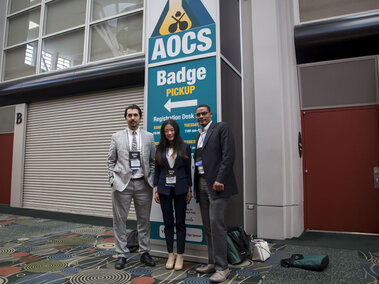 Dr. Ciftci, Jessica, and Henok (L to R) attending the 107th AOCS Annual Meeting and Expo in Salt Lake City, UT.