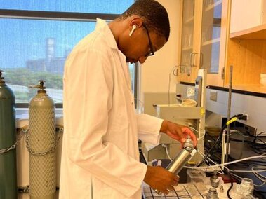 Shane doing Supercritical Carbon Dioxide Extraction in the lab.